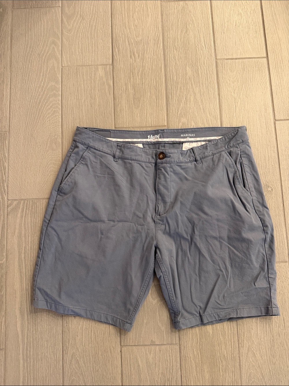 Mugsy Jeans Men's Slate Blue Flat-Front Chino Shorts - Size 40